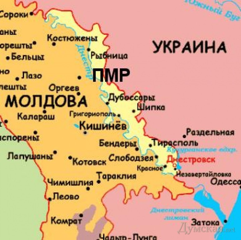 Карта молдавии и украины с областями и городами