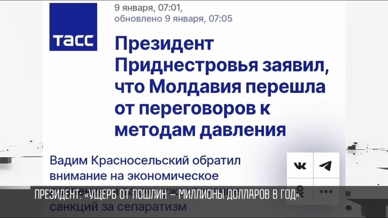 «Ущерб от пошлин Молдовы - миллионы долларов»: Президент в интервью ТАСС