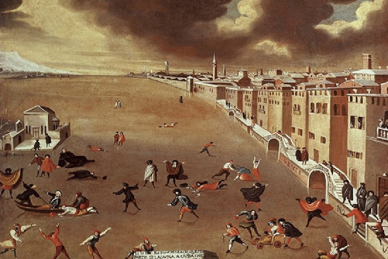 Габриэле Белла. Замерзшая лагуна. 1708 год , Венеция, Италия